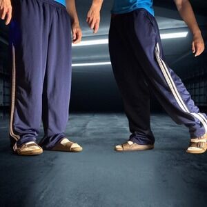Starter Navy Blue Athletic Track Pants Side Stripe Joggers Size XL